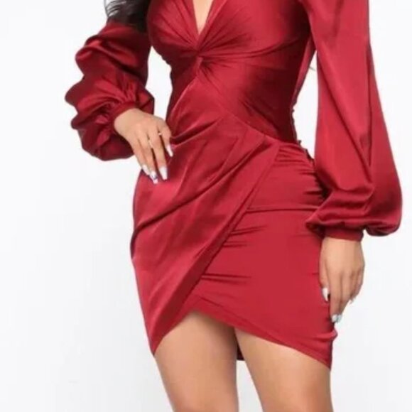 Fashion Nova- Great Escape Mini Dress - Burgandy - Picture 1 of 4
